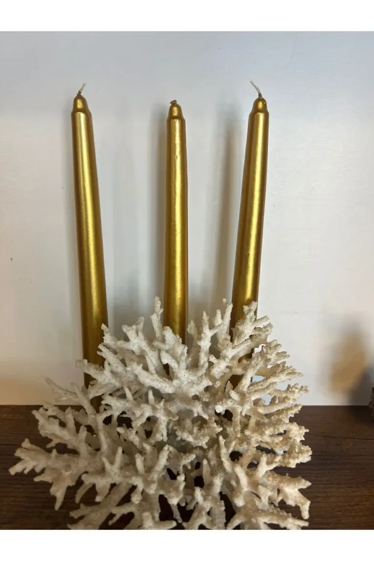 10 Adet Varaklı Şamdan Mum Altın