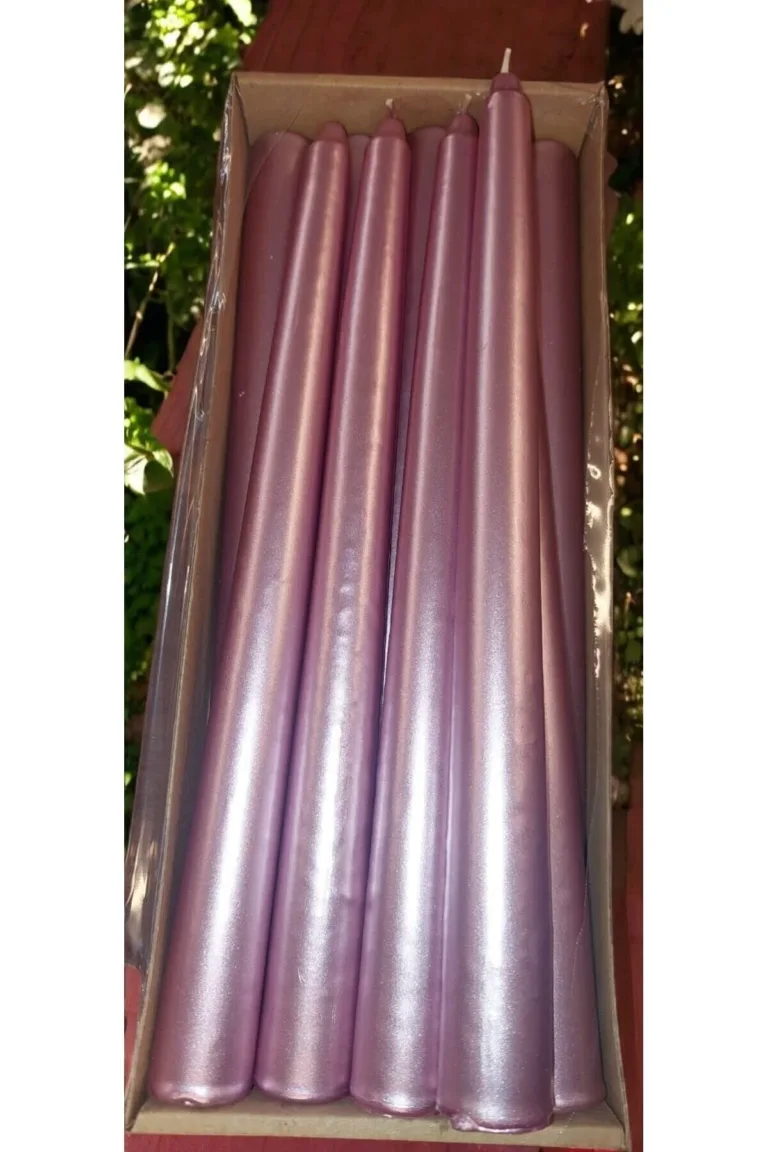 10 Adet Varaklı Şamdan Mum Pembe